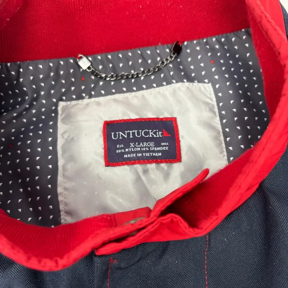 Untuckit XL‎ Red Full ZIp Button Pockets Long Sleeve Windbreaker Style Jacket